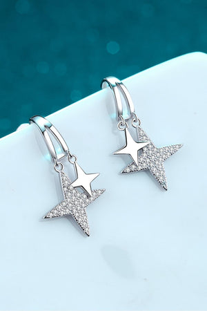 Luxurious Star Sterling Silver Moissanite Drop Earrings - MXSTUDIO.COM