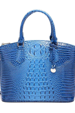 a blue handbag on a white background