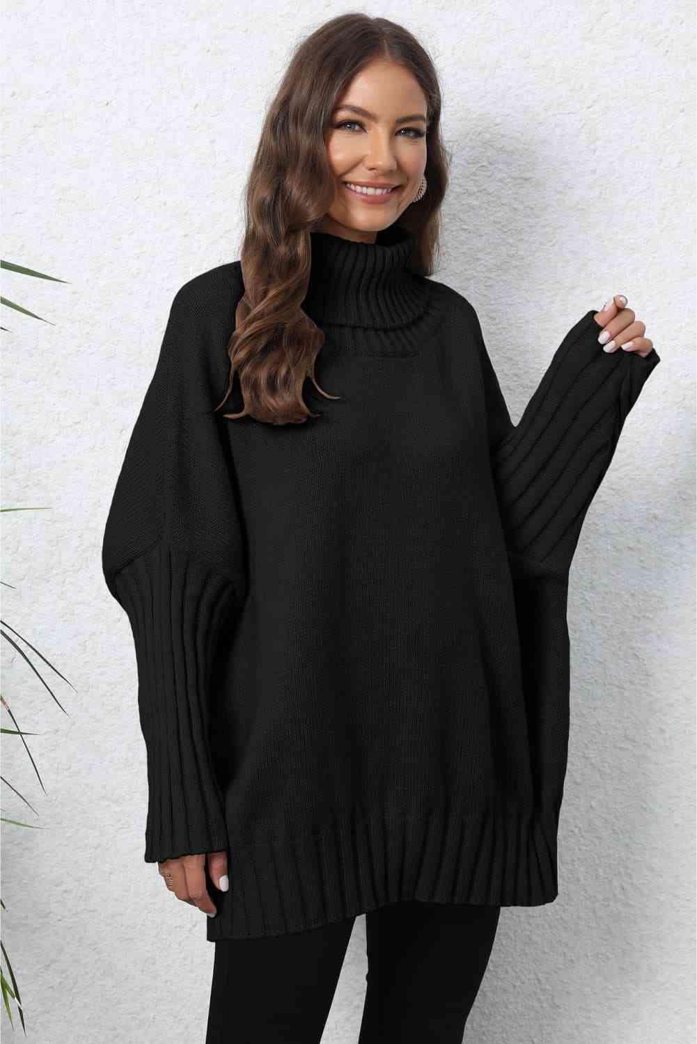 Luxurious Warmth Rib Knit Turtleneck Sweater - MXSTUDIO.COM