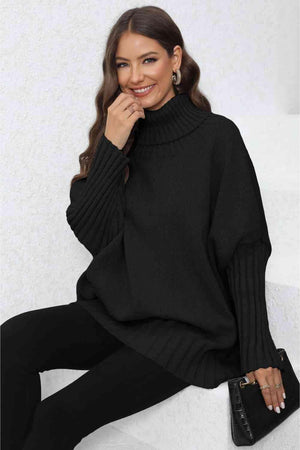 Luxurious Warmth Rib Knit Turtleneck Sweater - MXSTUDIO.COM