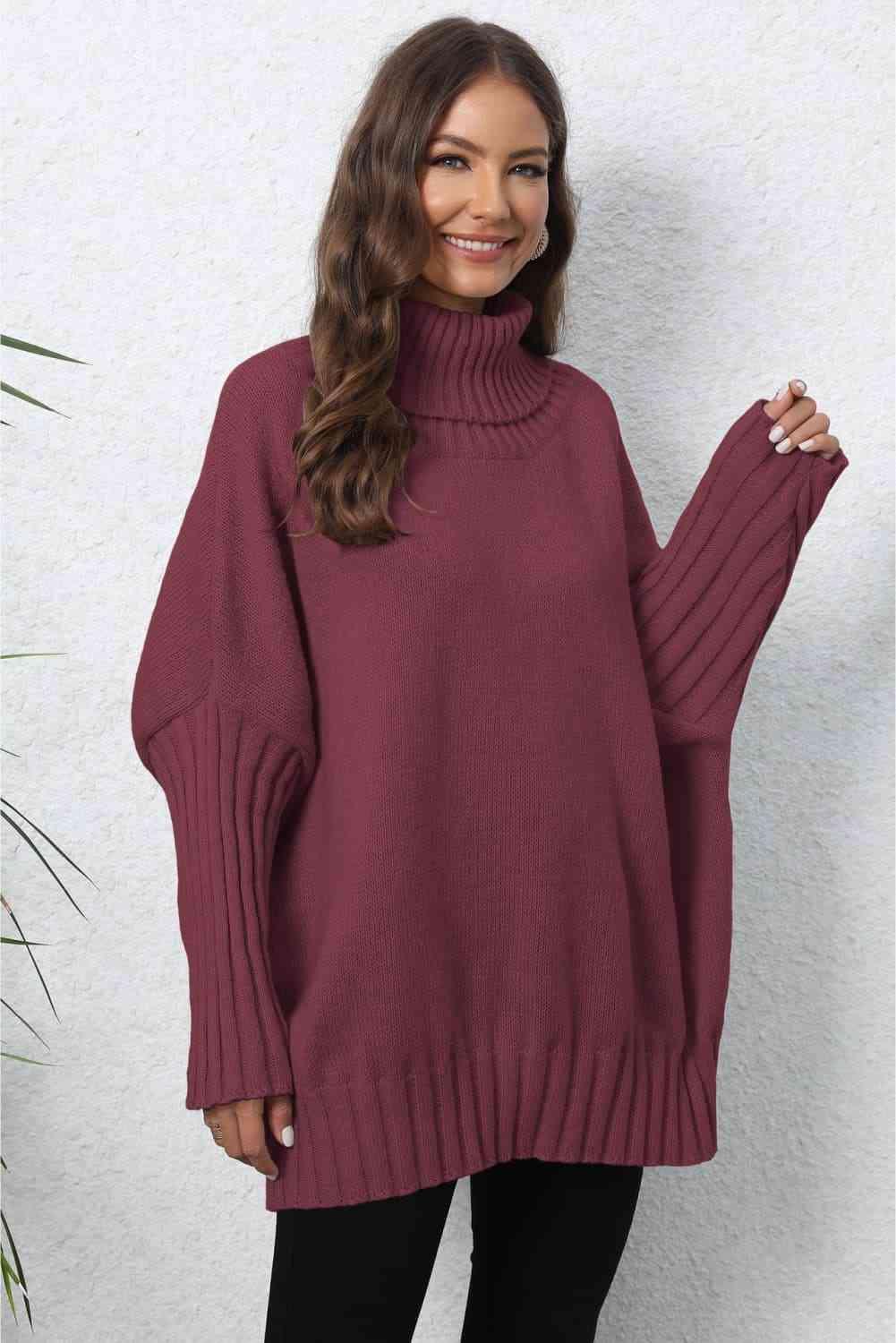 Luxurious Warmth Rib Knit Turtleneck Sweater - MXSTUDIO.COM
