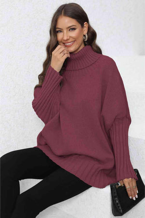 Luxurious Warmth Rib Knit Turtleneck Sweater - MXSTUDIO.COM