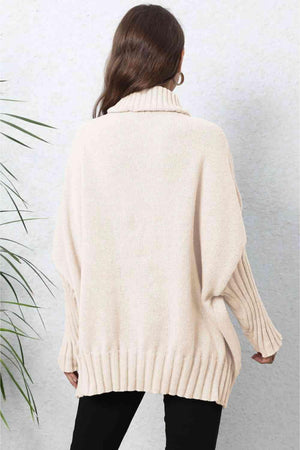 Luxurious Warmth Rib Knit Turtleneck Sweater - MXSTUDIO.COM