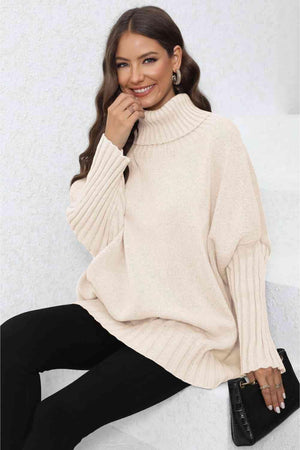 Luxurious Warmth Rib Knit Turtleneck Sweater - MXSTUDIO.COM