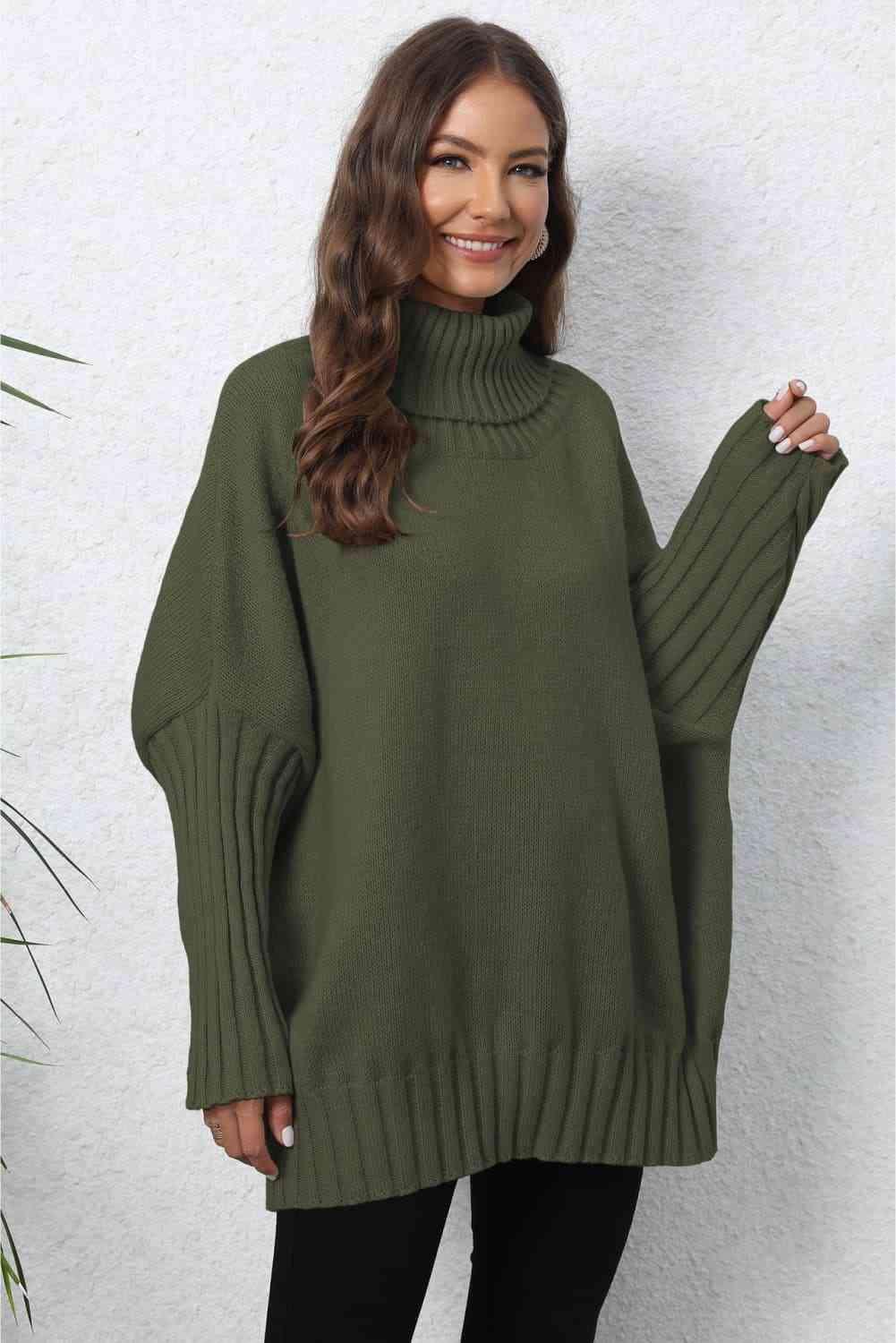 Luxurious Warmth Rib Knit Turtleneck Sweater - MXSTUDIO.COM