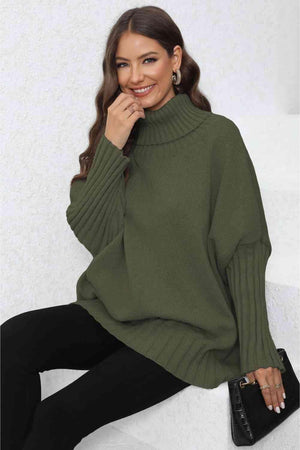Luxurious Warmth Rib Knit Turtleneck Sweater - MXSTUDIO.COM