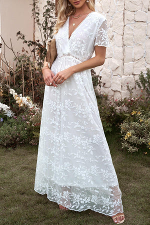 Marry Me Embroidered White Lace Maxi Dress - MXSTUDIO.COM