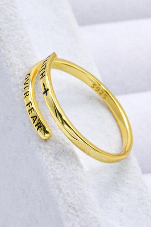 Meaning-Filled Faith Over Fear Gold Plated Bypass Ring - MXSTUDIO.COM