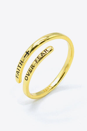 Meaning-Filled Faith Over Fear Gold Plated Bypass Ring - MXSTUDIO.COM