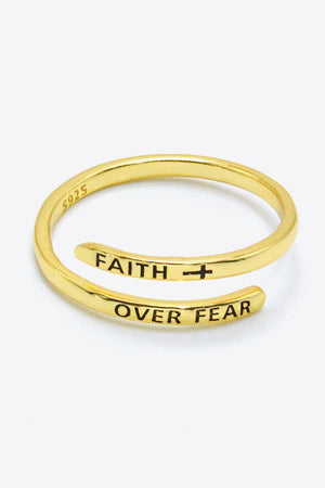 Meaning-Filled Faith Over Fear Gold Plated Bypass Ring - MXSTUDIO.COM