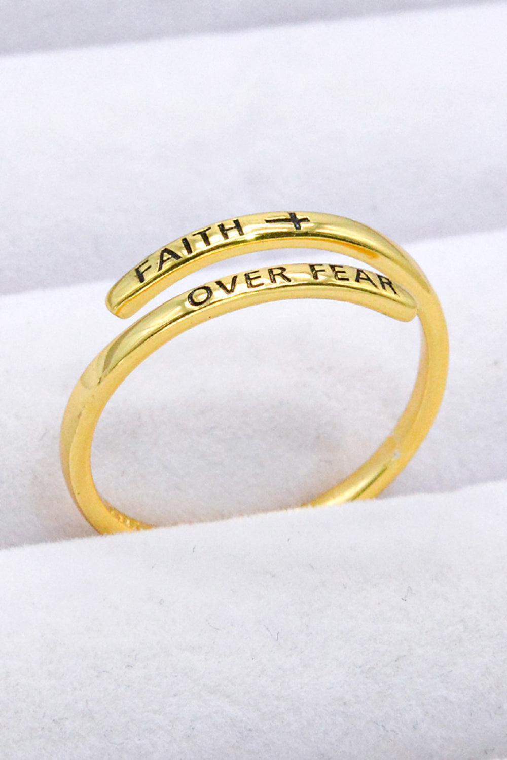Meaning-Filled Faith Over Fear Gold Plated Bypass Ring - MXSTUDIO.COM