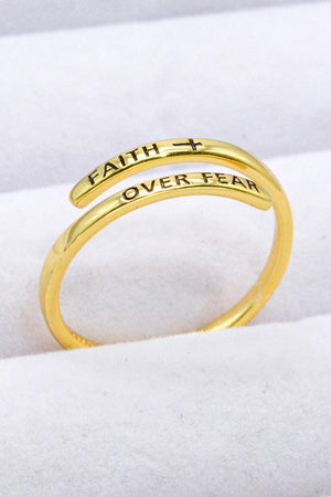 Meaning-Filled Faith Over Fear Gold Plated Bypass Ring - MXSTUDIO.COM