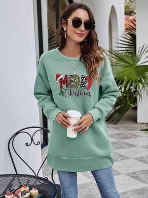 Merry Christmas Graphic Women Long Sleeve Sweatshirt-MXSTUDIO.COM