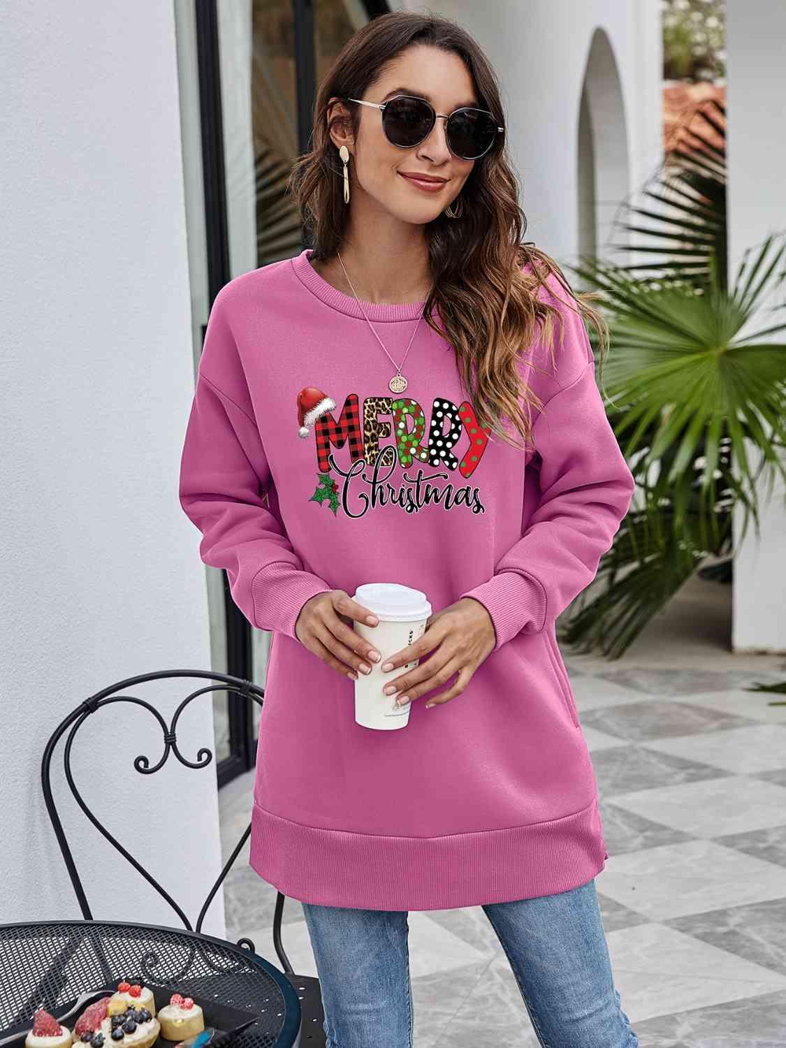 Merry Christmas Graphic Women Long Sleeve Sweatshirt-MXSTUDIO.COM
