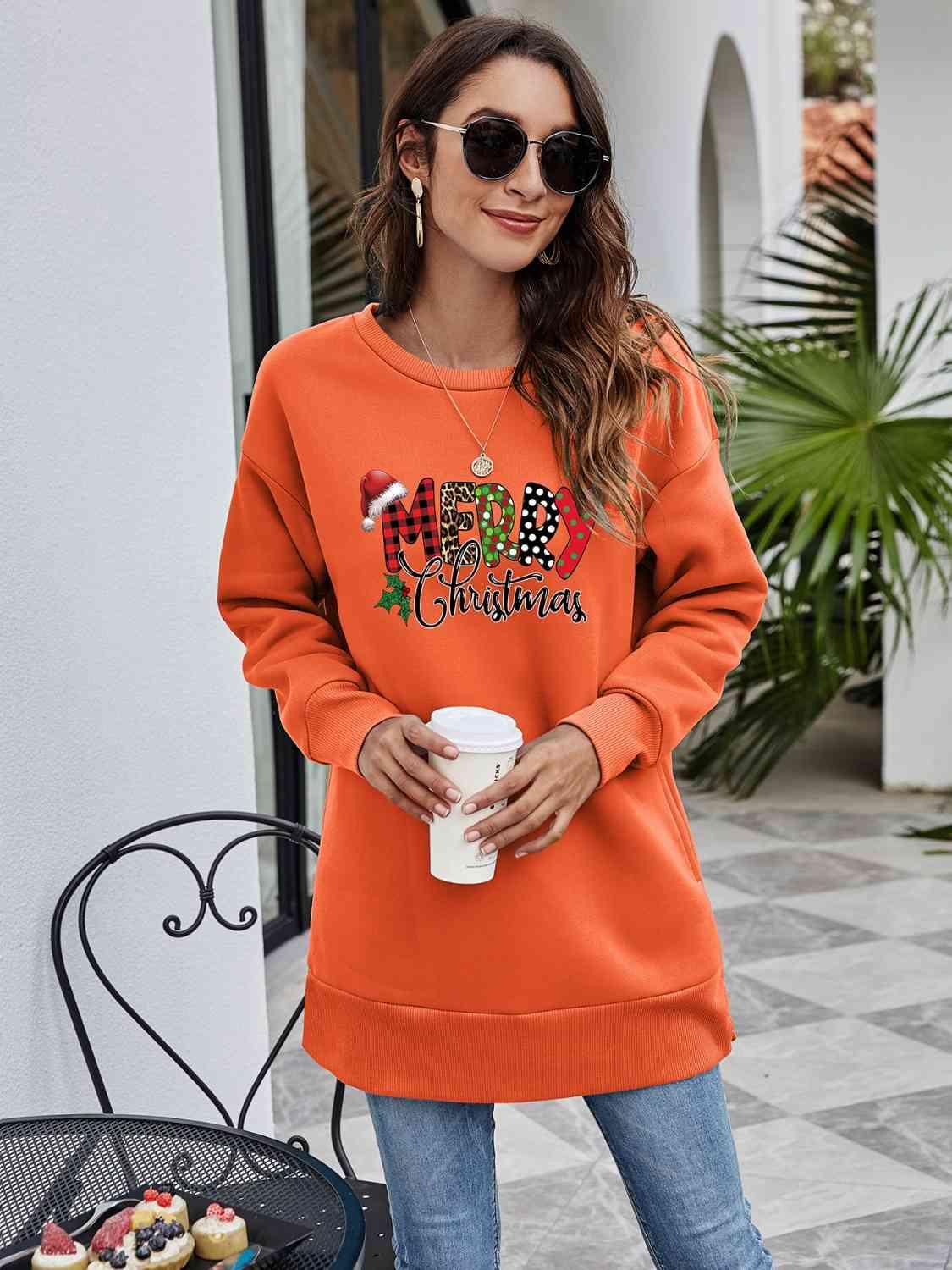 Merry Christmas Graphic Women Long Sleeve Sweatshirt-MXSTUDIO.COM