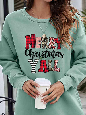 Merry Christmas Y'All Graphic Women Long Sleeve Sweatshirt-MXSTUDIO.COM