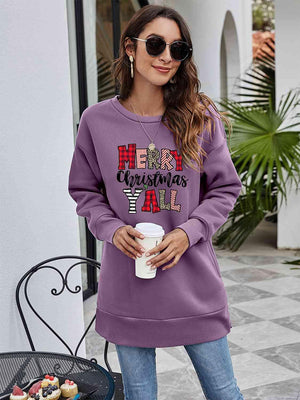 Merry Christmas Y'All Graphic Women Long Sleeve Sweatshirt-MXSTUDIO.COM