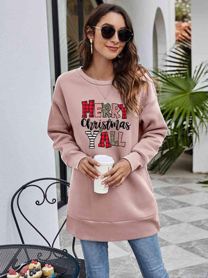 Merry Christmas Y'All Graphic Women Long Sleeve Sweatshirt-MXSTUDIO.COM