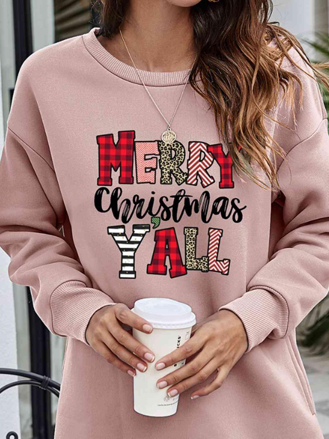 Merry Christmas Y'All Graphic Women Long Sleeve Sweatshirt-MXSTUDIO.COM