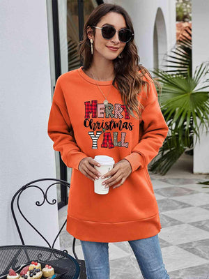Merry Christmas Y'All Graphic Women Long Sleeve Sweatshirt-MXSTUDIO.COM