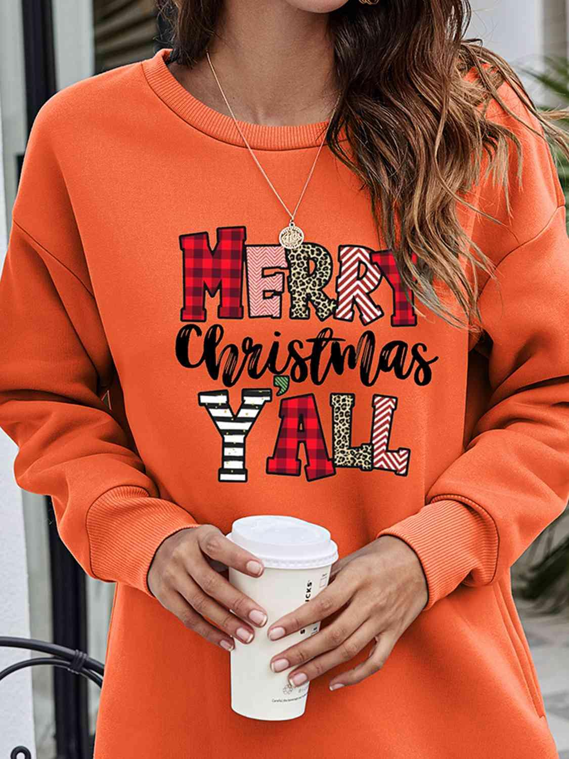 Merry Christmas Y'All Graphic Women Long Sleeve Sweatshirt-MXSTUDIO.COM