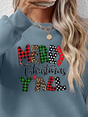 Merry Christmas Y'all Graphic Festive Sweatshirt-MXSTUDIO.COM