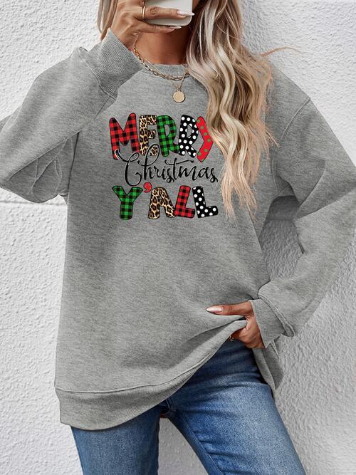 Merry Christmas Y'all Graphic Festive Sweatshirt-MXSTUDIO.COM