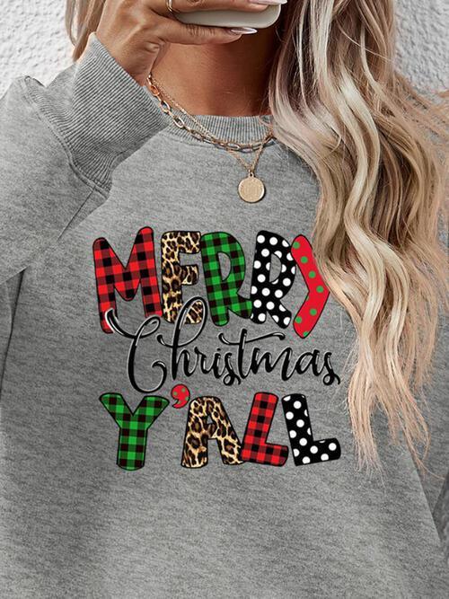 Merry Christmas Y'all Graphic Festive Sweatshirt-MXSTUDIO.COM