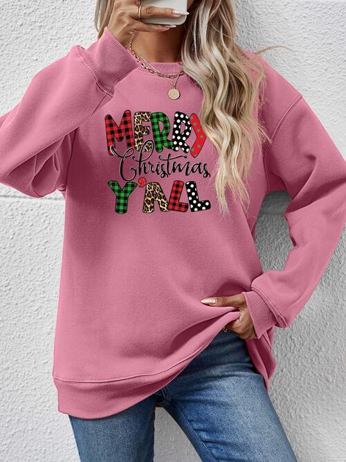 Merry Christmas Y'all Graphic Festive Sweatshirt-MXSTUDIO.COM