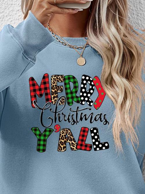 Merry Christmas Y'all Graphic Festive Sweatshirt-MXSTUDIO.COM