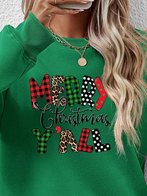 Merry Christmas Y'all Graphic Festive Sweatshirt-MXSTUDIO.COM