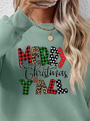 Merry Christmas Y'all Graphic Festive Sweatshirt-MXSTUDIO.COM