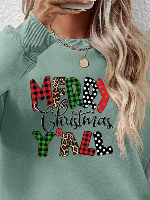 Merry Christmas Y'all Graphic Festive Sweatshirt-MXSTUDIO.COM