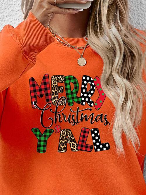 Merry Christmas Y'all Graphic Festive Sweatshirt-MXSTUDIO.COM