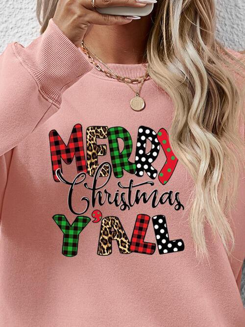 Merry Christmas Y'all Graphic Festive Sweatshirt-MXSTUDIO.COM
