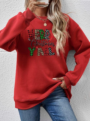 Merry Christmas Y'all Graphic Festive Sweatshirt-MXSTUDIO.COM