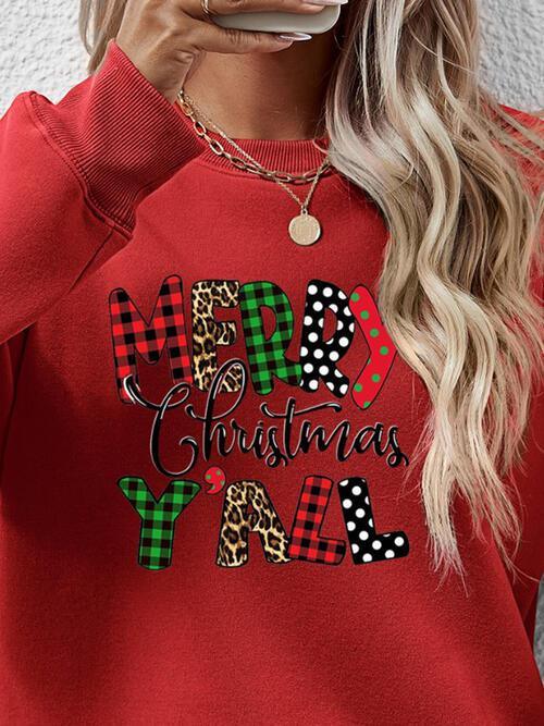 Merry Christmas Y'all Graphic Festive Sweatshirt-MXSTUDIO.COM
