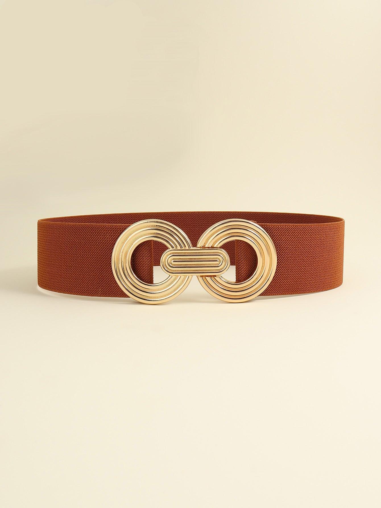 Mesmerize Me Geometric Buckle Wide Stretch Waist Belt - MXSTUDIO.COM