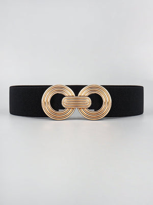 Mesmerize Me Geometric Buckle Wide Stretch Waist Belt - MXSTUDIO.COM