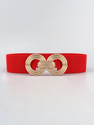 Mesmerize Me Geometric Buckle Wide Stretch Waist Belt - MXSTUDIO.COM