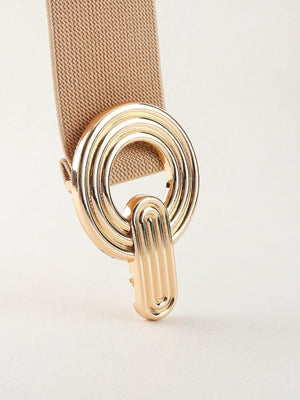 Mesmerize Me Geometric Buckle Wide Stretch Waist Belt - MXSTUDIO.COM