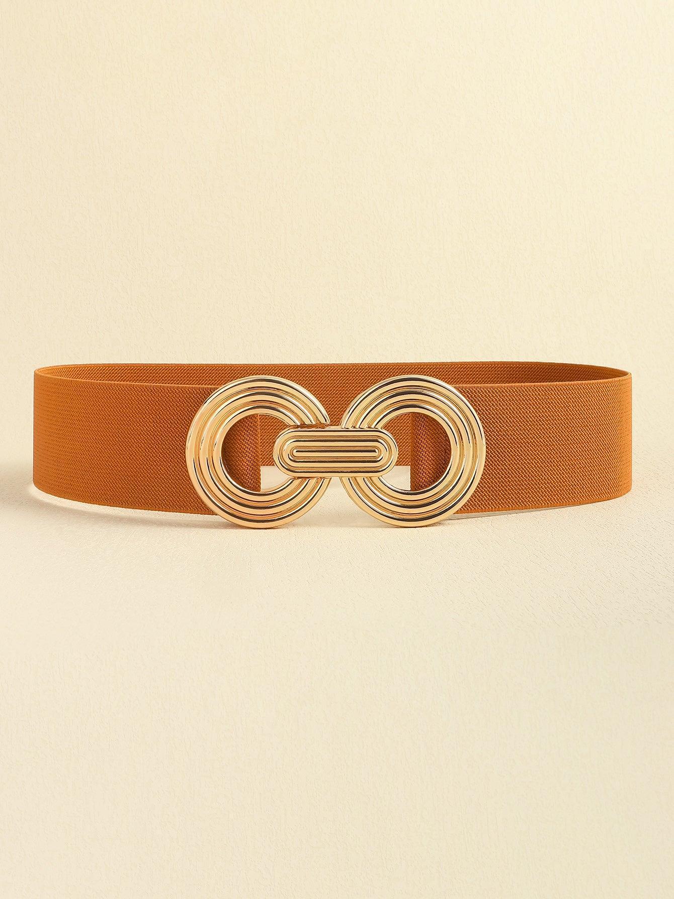 Mesmerize Me Geometric Buckle Wide Stretch Waist Belt - MXSTUDIO.COM
