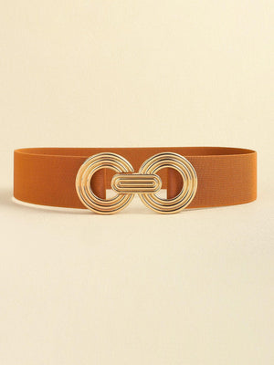 Mesmerize Me Geometric Buckle Wide Stretch Waist Belt - MXSTUDIO.COM