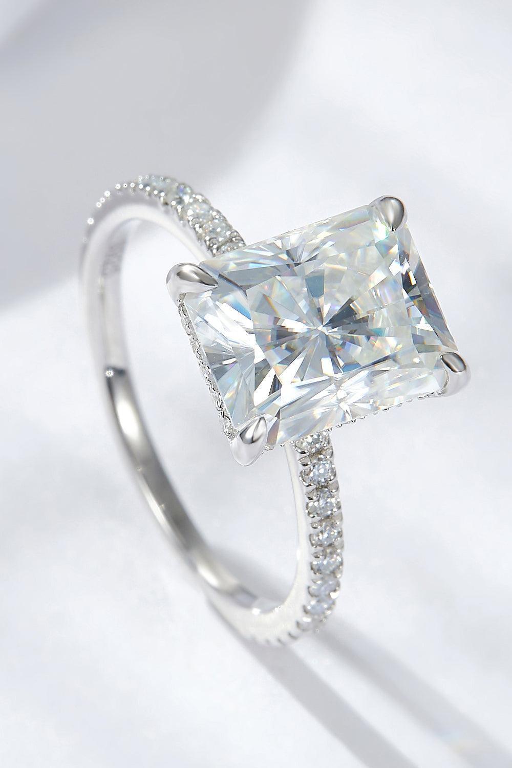 Mesmerizing 4 Carat Moissanite Ring Platinum-Plated - MXSTUDIO.COM