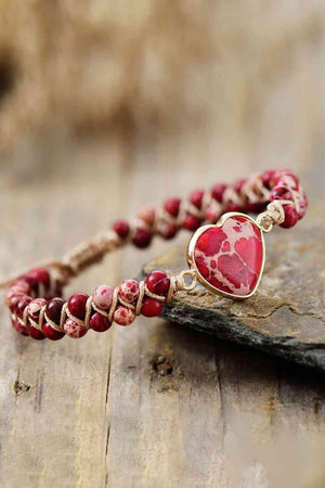 Meticulously Handmade Heart Shape Natural Stone Bracelet-MXSTUDIO.COM
