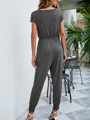 Midweek Break Short Sleeve Jogger Jumpsuit - MXSTUDIO.COM