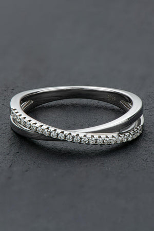 Minimalist Crisscross Band Moissanite Platinum-Plated Ring - MXSTUDIO.COM