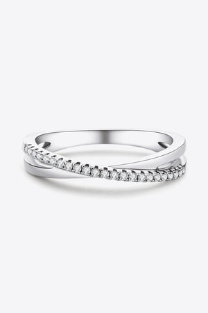 Minimalist Crisscross Band Moissanite Platinum-Plated Ring - MXSTUDIO.COM