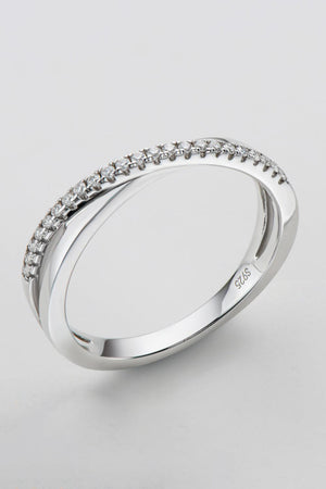 Minimalist Crisscross Band Moissanite Platinum-Plated Ring - MXSTUDIO.COM