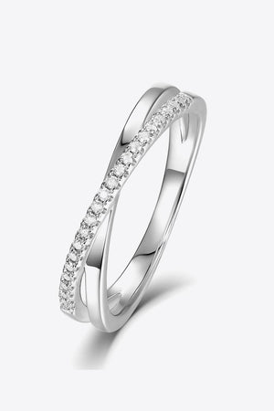 Minimalist Crisscross Band Moissanite Platinum-Plated Ring - MXSTUDIO.COM